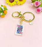 Gold King of Heart Play Card Charm Keychain, Necklace or Bracelet Option, N5669K