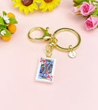 Gold King of Heart Play Card Charm Keychain, Necklace or Bracelet Option, N5669K