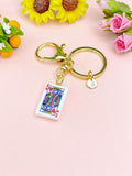 Gold King of Heart Play Card Charm Keychain, Necklace or Bracelet Option, N5669K