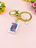 Gold King of Heart Play Card Charm Keychain, Necklace or Bracelet Option, N5669K