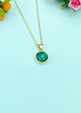Gold Malachite Necklace, Gemstone Jewelry N3897