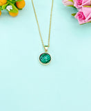 Gold Malachite Necklace, Gemstone Jewelry N3897