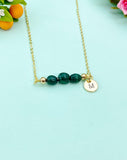 Malachite Necklace In Gold or Silver, Natural Malachite Gemstone Jewelry, N6349