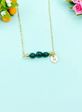 Malachite Necklace In Gold or Silver, Natural Malachite Gemstone Jewelry, N6349