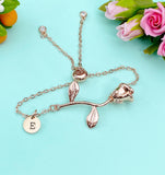 Rose Gold Rose Bracelet, June Birth Flower Gift, Personalized Gift, N172T