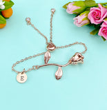 Rose Gold Rose Bracelet, June Birth Flower Gift, Personalized Gift, N172T
