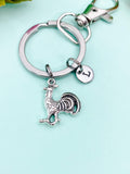 Silver Chicken Rooster Charm Keychain, N782A