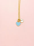 Heart Necklace, Sky Blue, Sweet Necklace Gifts, Personalized Birthday Gift, N4330