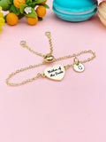Gold Mother of the Bride Bracelet, Initial Heart Jewelry