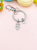 Silver Money Dollar Sign Charm Keychain, Money Dollar Symbol Charms,N4621K