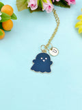 Gold Cute Black Ghost Necklace, Personalized Gifts, N3695-A