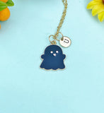 Gold Cute Black Ghost Necklace, Personalized Gifts, N3695-A