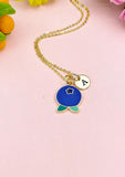 Gold Blueberry Charm Necklace, Fruit Blueberry Charm, N3131A
