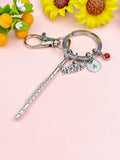Silver Flute Marching Band Charm Keychain, N5700M