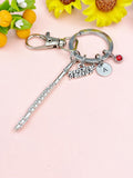 Silver Flute Marching Band Charm Keychain, N5700M