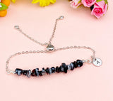 Silver Snowflake Obsidian Bracelet, Natural Snowflake Obsidian Gemstone Jewelry, N6128S