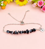 Silver Snowflake Obsidian Bracelet, Natural Snowflake Obsidian Gemstone Jewelry, N6128S
