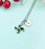 Silver Green Pinwheel Necklace, N5171ES