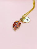 Red Leaf Charm Necklace, Gold Necklace, Fall Natural Love Gift, N6665