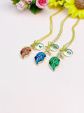 Gold Leaf Charm Necklace, Natural Love Gift, N6665M