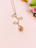 Rose Gold Rose Necklace, Rose Flower Foral Jewely, N172M
