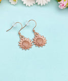 Rose Gold Sunflower Charm Earrings, EN1573