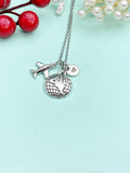 Silver Globe Airplane Charm Necklace, Travel Adventure Gift, N6668