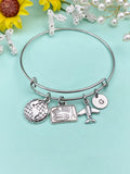 Silver Travel Bracelet Globe, Suitcase Airplane Charms, Christmas Travel Agency Gifts, N5370