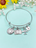 Silver Travel Bracelet Globe, Suitcase Airplane Charms, Christmas Travel Agency Gifts, N5370