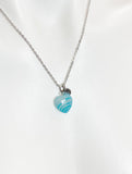 Silver Agate Heart Charm Necklace, Natural Gemstone Jewelry,  N5237
