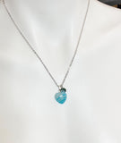 Silver Agate Heart Charm Necklace, Natural Gemstone Jewelry,  N5237