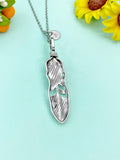 Silver Feather with Synthetic Turquoise Charm Necklace, N6669A