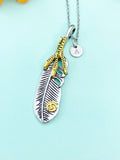 Silver Eagle Feather Charm Necklace, N6669D