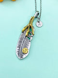 Silver Eagle Feather Charm Necklace, N6669D