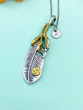 Silver Eagle Feather Charm Necklace, N6669D