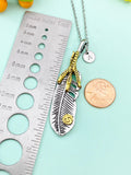 Silver Eagle Feather Charm Necklace, N6669D