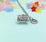 Silver Heart on Park Bench Charm Necklace – Romantic Jewelry Gift for Couples, Nature Lovers & Sentimental Souls, N6517S