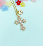 Gold Cross Charm Necklace, N6674