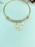 Gold or Silver Stethoscopes Heart Charm Bracelet, N5626B