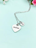 Mima Hear Charm Necklace, Stainless Steel Mima Jewelry, Christmas Gifts for Mima, D116