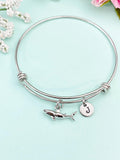 Silver Shark Charm Bracelet, Biologist Research Technician Aquarist Jewelry Gifts, N6539B