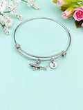 Silver Shark Charm Bracelet, Biologist Research Technician Aquarist Jewelry Gifts, N6539B