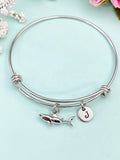 Silver Shark Charm Bracelet, Biologist Research Technician Aquarist Jewelry Gifts, N6539B