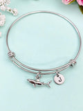 Silver Shark Charm Bracelet, Biologist Research Technician Aquarist Jewelry Gifts, N6539B