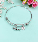 Silver Shark Charm Bracelet, Biologist Research Technician Aquarist Jewelry Gifts, N6539B