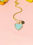 Heart Necklace, Blue, Pale Turquoise Sweet Necklace Gifts, Personalized Birthday Gift, N4325