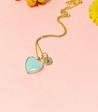 Heart Necklace, Blue, Pale Turquoise Sweet Necklace Gifts, Personalized Birthday Gift, N4325