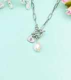 Silver Baroque Keshi Pearl Necklace, Toggle, Gold or Silver Option, N6564S