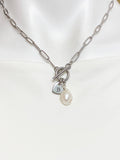 Silver Baroque Keshi Pearl Necklace, Toggle, Gold or Silver Option, N6564S