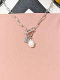 Silver Baroque Keshi Pearl Necklace, Toggle, Gold or Silver Option, N6564S